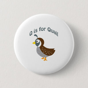 Q is for Quail Pinback Button