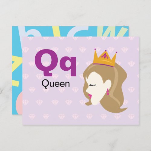 Q is for Queen _ Alphabet Flash Card