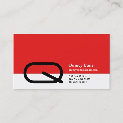 Customizable Q Letter Alphabet Business Card Red