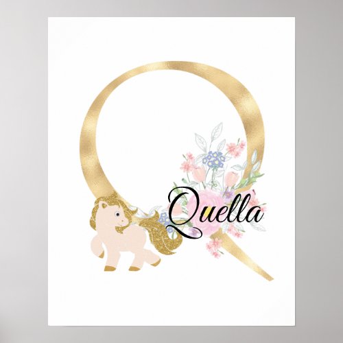 Q letter personalized name monogram with pony poster