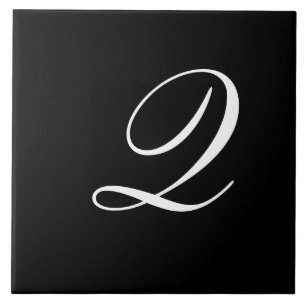 Q Monogram Initial White on Black Ceramic Tile