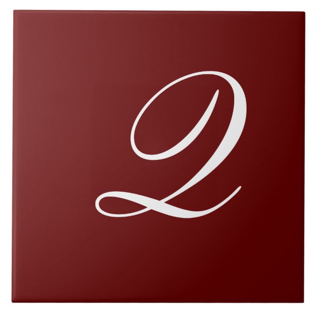 Q Monogram Initial White on Maroon Ceramic Tile (Front)