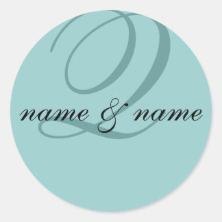 "Q" monogram label, personalize first names Classic Round Sticker