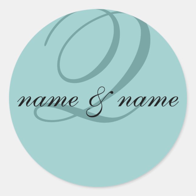 "Q" monogram label, personalize first names Classic Round Sticker (Front)