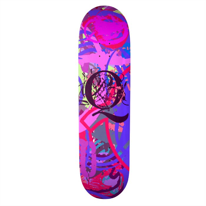 Q Monogram Q All "Q"s Text Letter Q Custom Skate Board