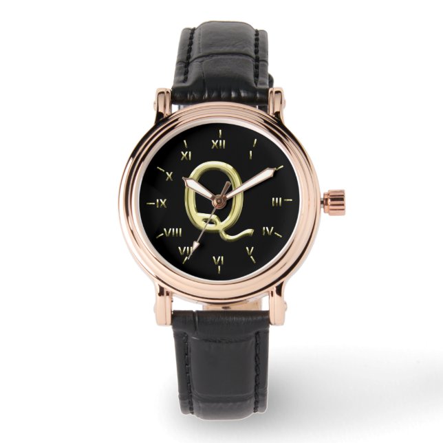 Q Monogrammed with Roman Numerals Watch (Front)