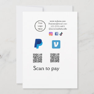 Q R code PayPal venmo scan pay add social media de Holiday Card