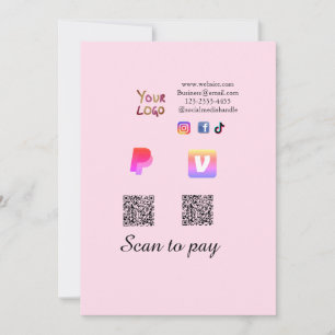 Q R code PayPal venmo scan pay add social media de Invitation
