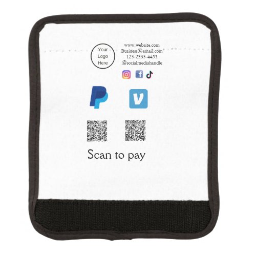 Q R code PayPal venmo scan pay add social media de Luggage Handle Wrap