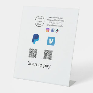 Q R code PayPal venmo scan pay add social media de Pedestal Sign