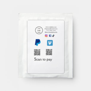 Q R code PayPal venmo scan pay add social media de Tea Bag Drink Mix