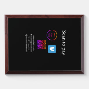 Q R code venmo scan to pay add logo social media Award Plaque