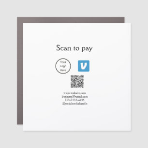 Q R code venmo scan to pay add logo social media Car Magnet