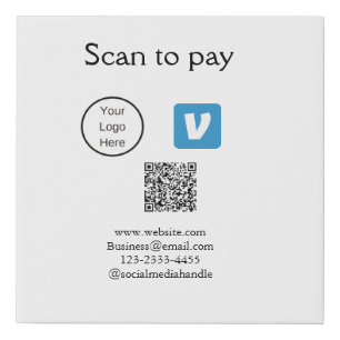Q R code venmo scan to pay add logo social media Faux Canvas Print