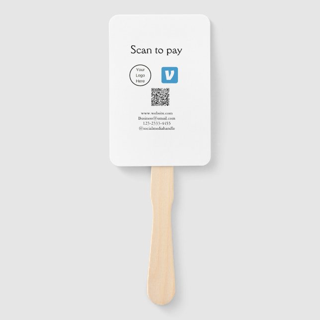 Q R code venmo scan to pay add logo social media Hand Fan (Front)