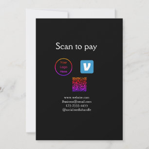 Q R code venmo scan to pay add logo social media Holiday Card
