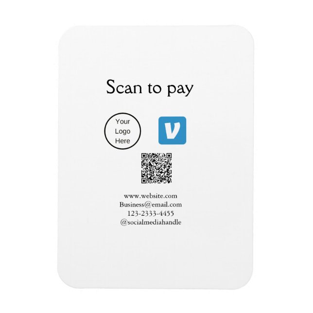 Q R code venmo scan to pay add logo social media Magnet (Vertical)