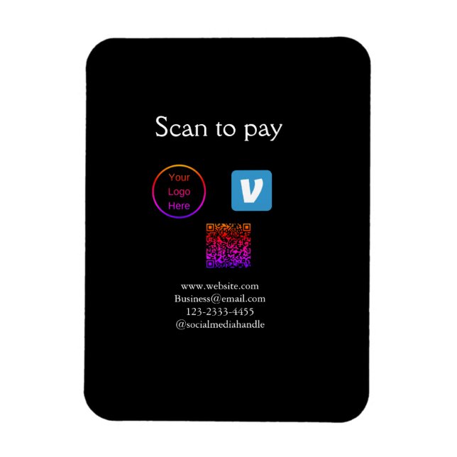 Q R code venmo scan to pay add logo social media Magnet (Vertical)