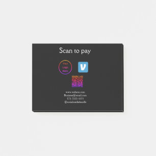Q R code venmo scan to pay add logo social media Post-it Notes