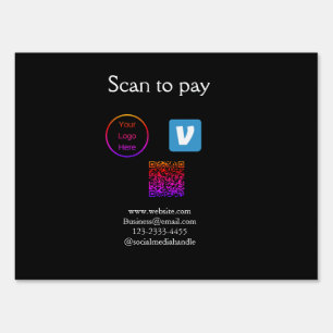 Q R code venmo scan to pay add logo social media Sign