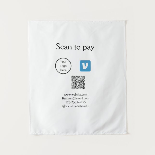 Q R code venmo scan to pay add logo social media Tapestry (Front)