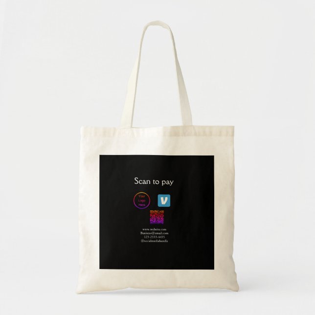 Q R code venmo scan to pay add logo social media Tote Bag (Front)
