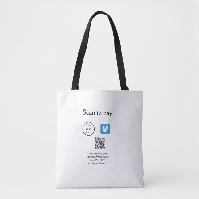 Q R code venmo scan to pay add logo social media Tote Bag (Front)