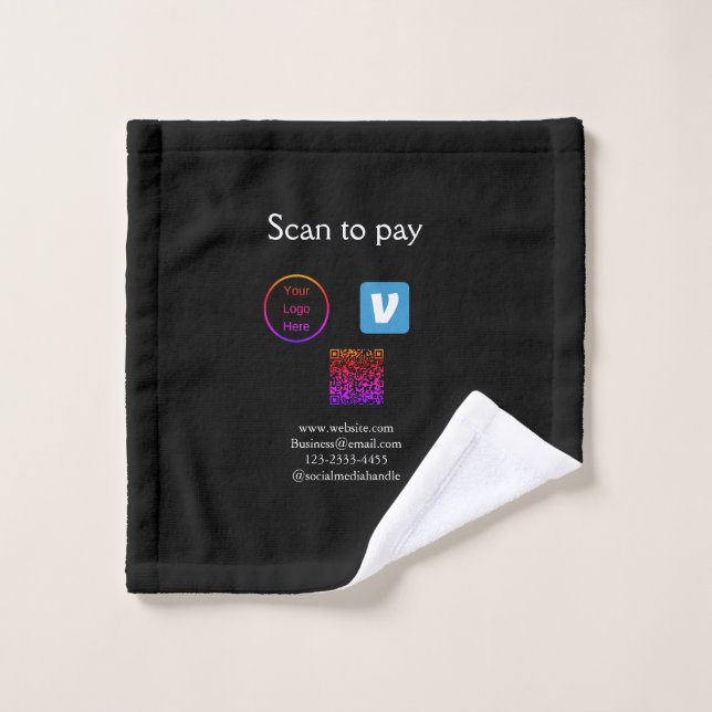 Q R code venmo scan to pay add logo social media Wash Cloth (Wash Cloth)