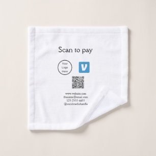 Q R code venmo scan to pay add logo social media Wash Cloth