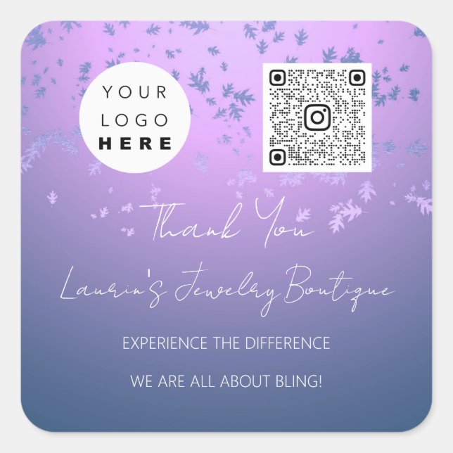 Q rCode Online Shop Logo Light Purple  Square Sticker (Front)