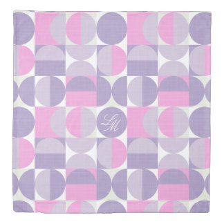 Q Retro Monogram Pink Purple Mid-Century Circles Duvet Cover