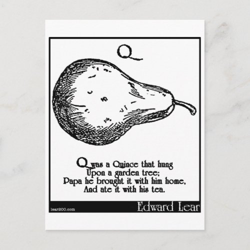 Q was a Quince that hung Postcard