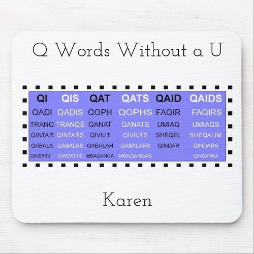 Q Words Without a U Game helper Mouse Pad