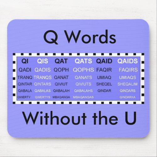 Q Words without the U mousepad