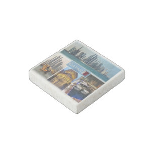 QA - Qatar - Skyline Doha -The Pearl - Souq Waqif Stone Magnet