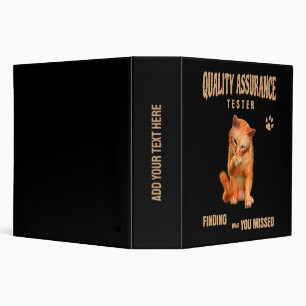 QA Tester Cat Humor 3 Ring Binder