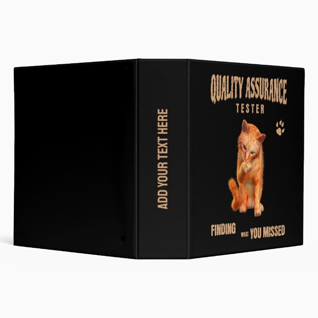 QA Tester Cat Humor 3 Ring Binder (Background)