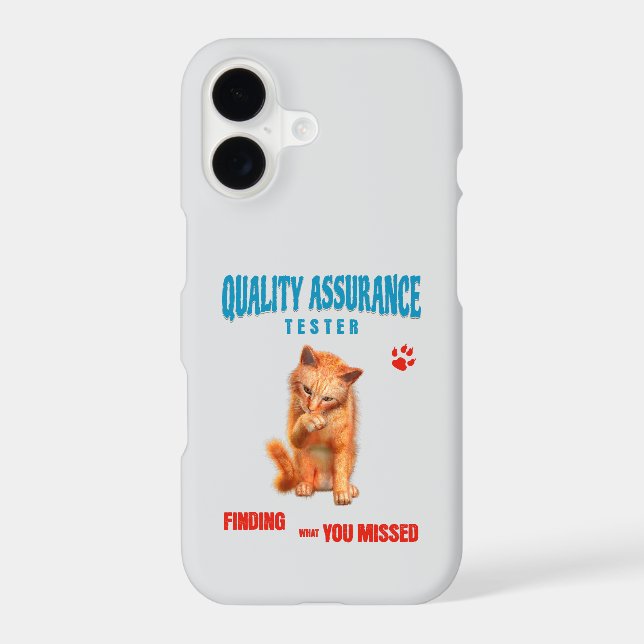 QA Tester Cat Humor Case-Mate iPhone Case (Back)