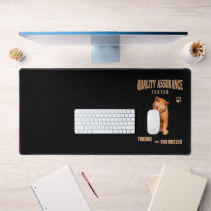 QA Tester Cat Humor Desk Mat