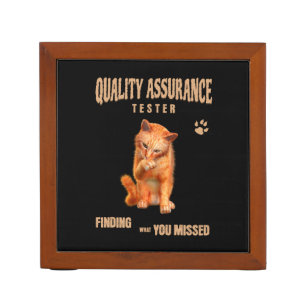 QA Tester Cat Humor Desk Organizer