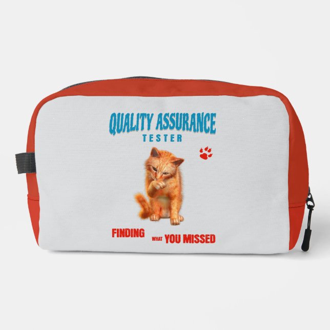 QA Tester Cat Humor Dopp Kit (Front)
