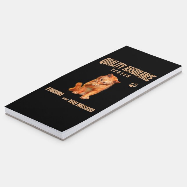 QA Tester Cat Humor Magnetic Notepad (Angled)