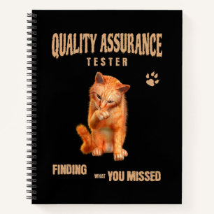 QA Tester Cat Humor Notebook