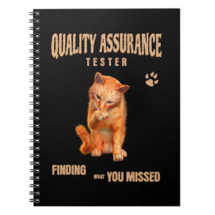 QA Tester Cat Humor Notebook
