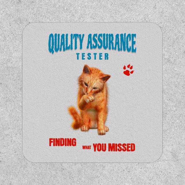 QA Tester Cat Humor Patch (Front)