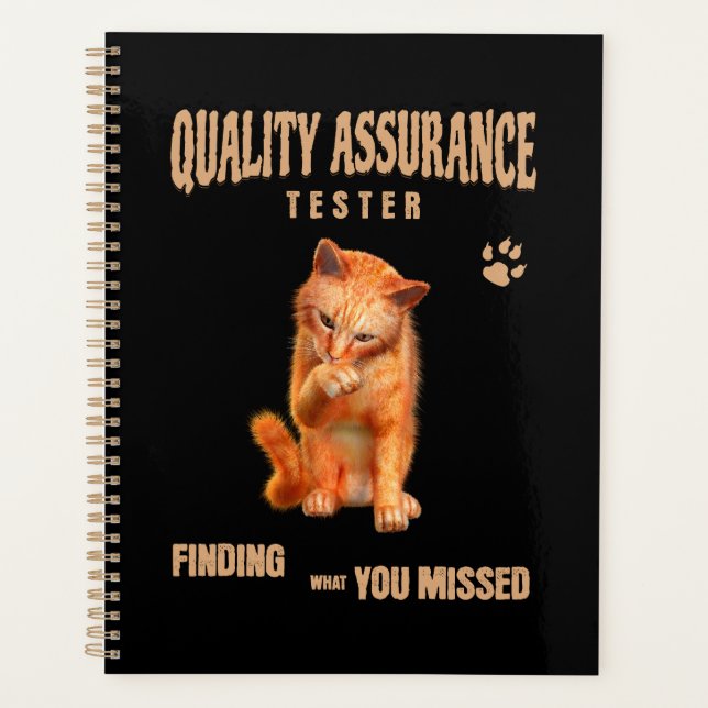 QA Tester Cat Humor Planner (Front)