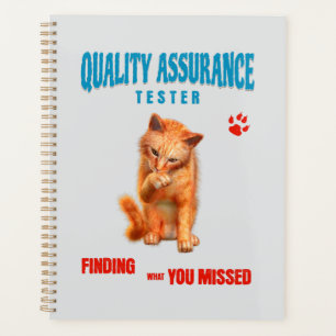 QA Tester Cat Humor Planner