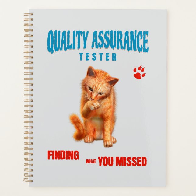 QA Tester Cat Humor Planner (Front)