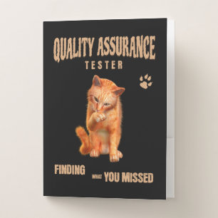 QA Tester Cat Humor Pocket Folder