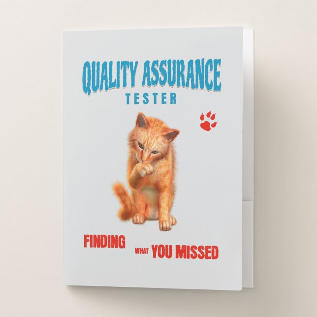 QA Tester Cat Humor Pocket Folder (Front)